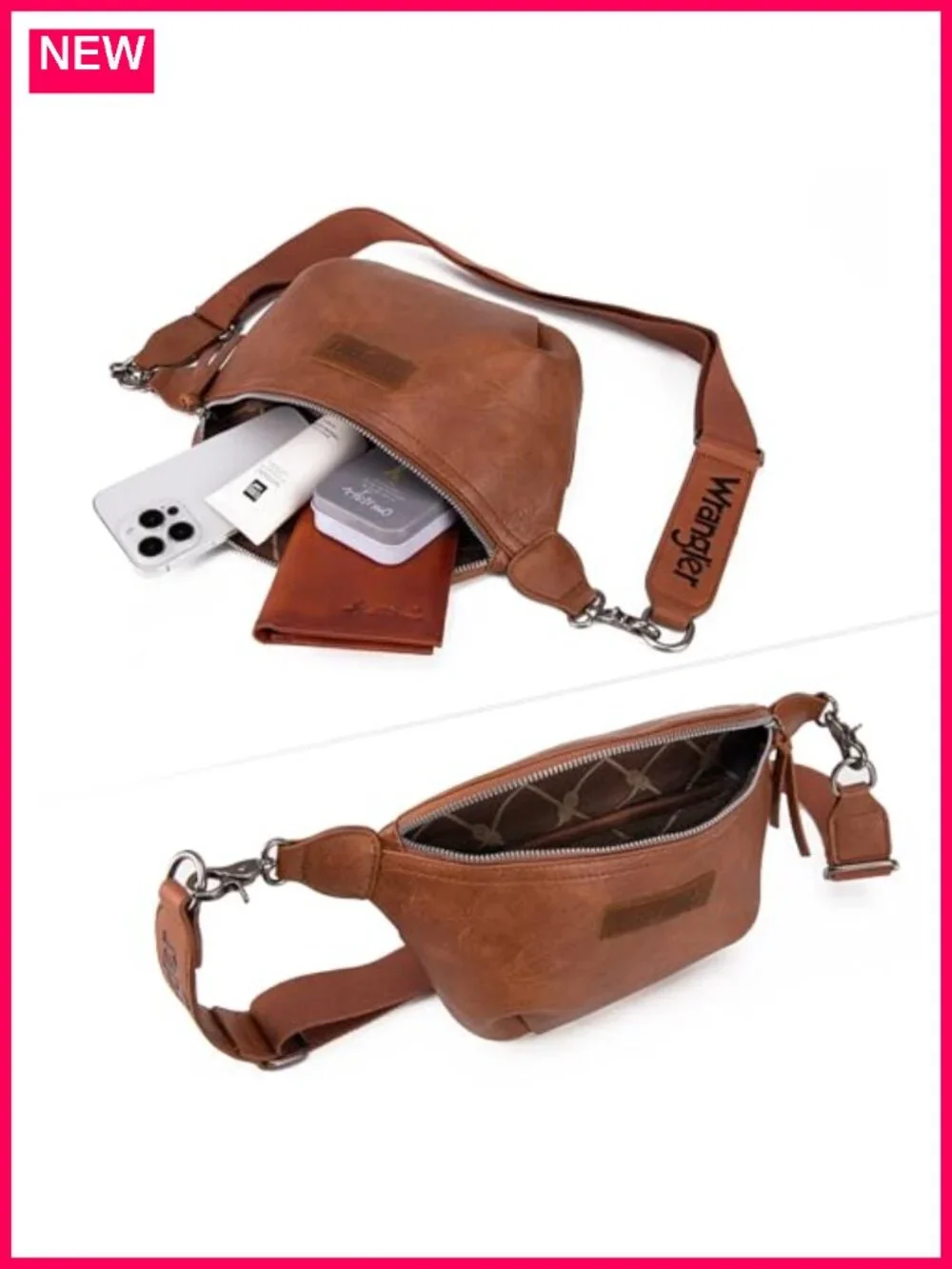 Faux Leather Crossbody Fanny Pack Travel Sling Bag with Detachable Strap